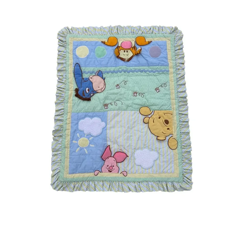 Disney Baby Crown Crafts Vintage Winnie the Pooh Patchwork Quilted Crib Blanket